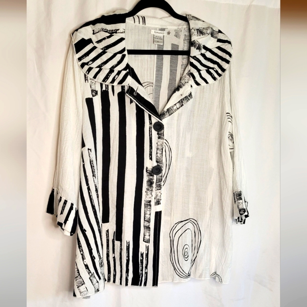 Chic Monochrome Button Down Shirt - image 1